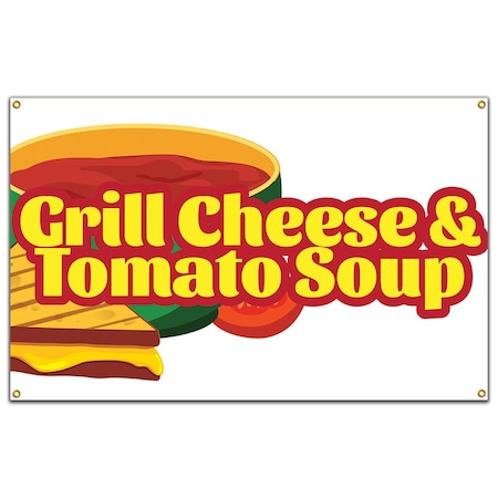 Grilled Cheese And Tomato Soup Banner Concession Stand Food Truck Single Sided